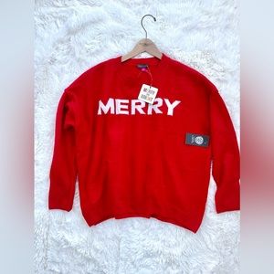 NWT Vince Camuto “Merry” Red Sweater (Med) Crewneck Christmas Ugly Sweater
